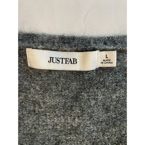 Just Fab Cross Sweater V Neck Gray Cropped Womens Large Thick Heathered Balloon - Picture 6 of 9